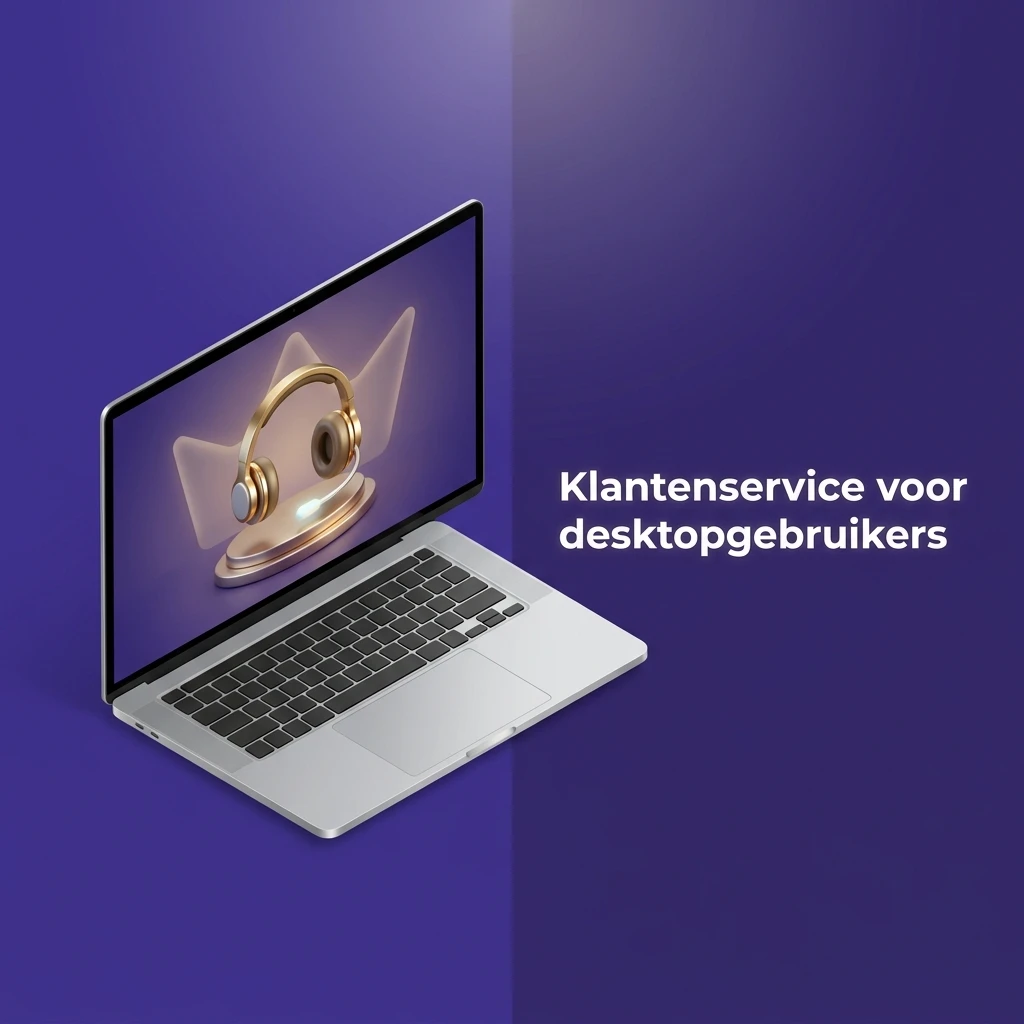 Klantenservice desktopgebruikers: live chat, e-mail en social media contactopties voor ondersteuning bij app en account