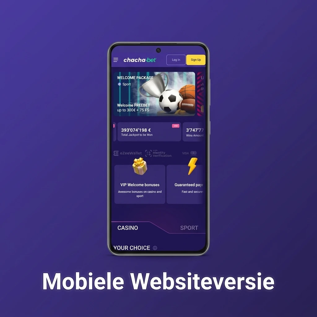 Chachabet mobiele website geoptimaliseerd voor smartphones en tablets met live betting en casinospellen