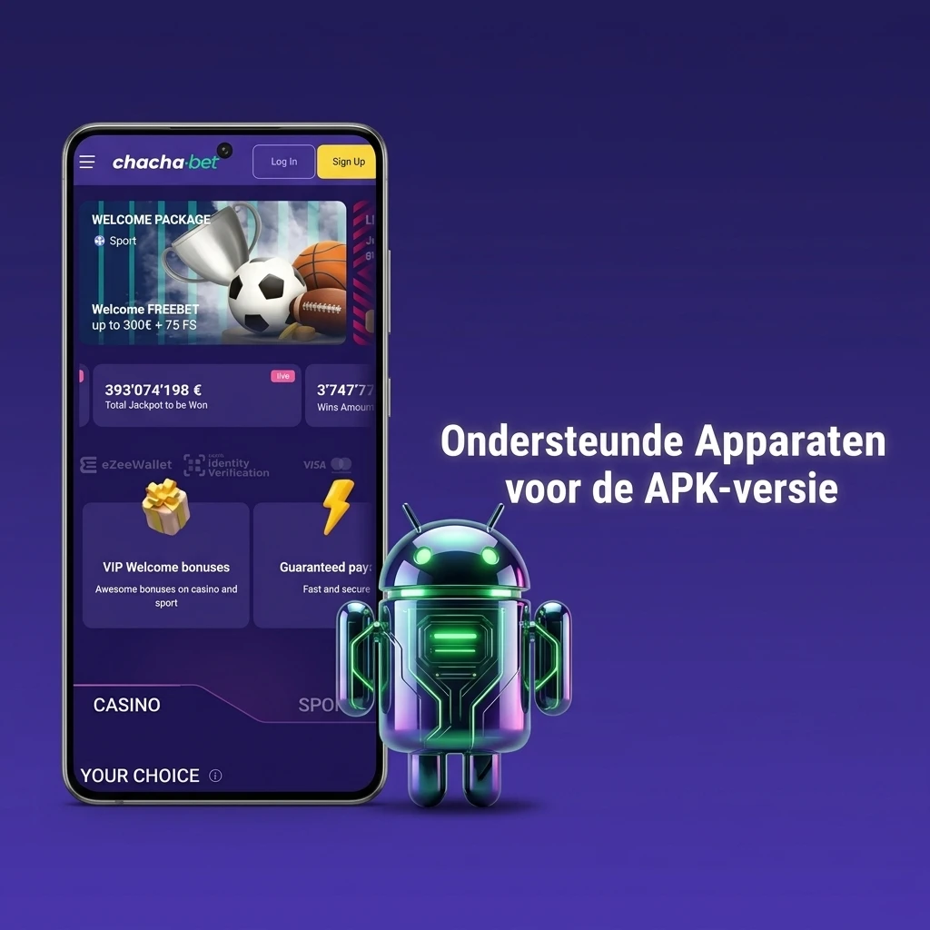 Overzicht ondersteunde Android-toestellen voor Chachabet APK, inclusief Samsung, Sony, Huawei en meer merken