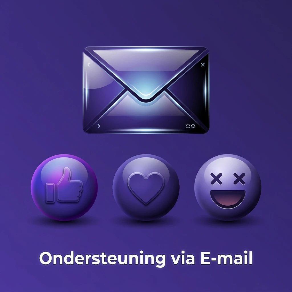 E-mail ondersteuning voor vragen met documenten, KYC-verificatie en klachten – reactietijd 24 tot 48 uur.