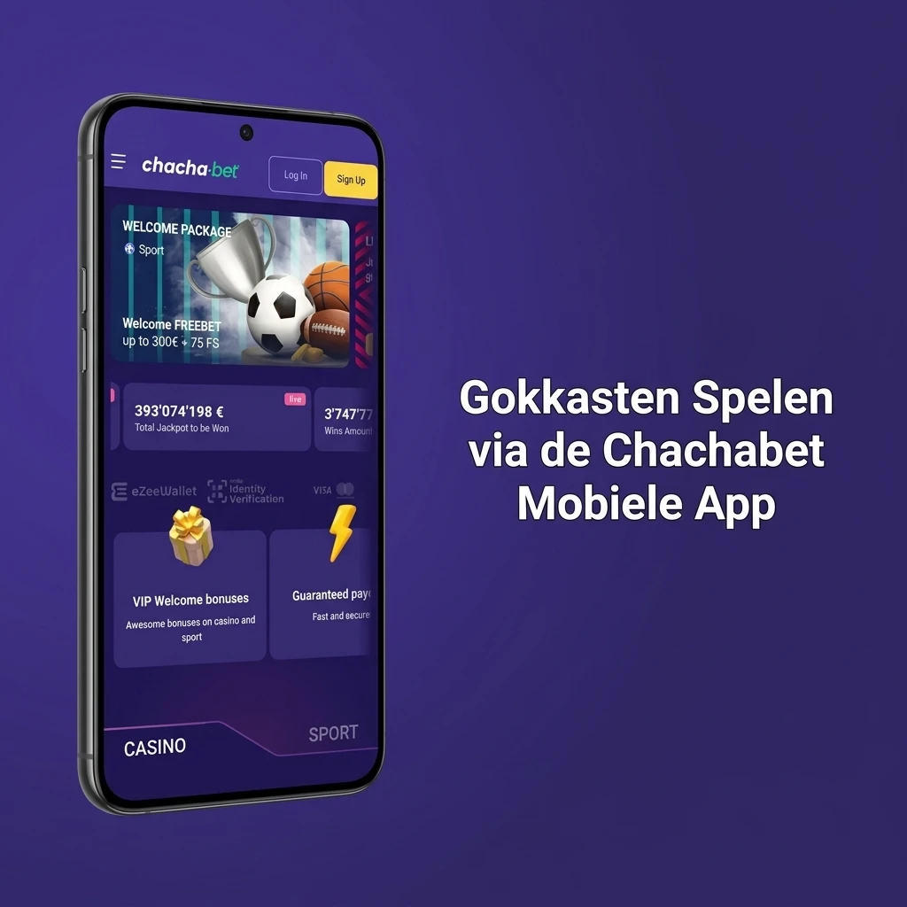 Chachabet mobiele app met gokkasten op smartphone en tablet, inclusief navigatie en autoplay-functie