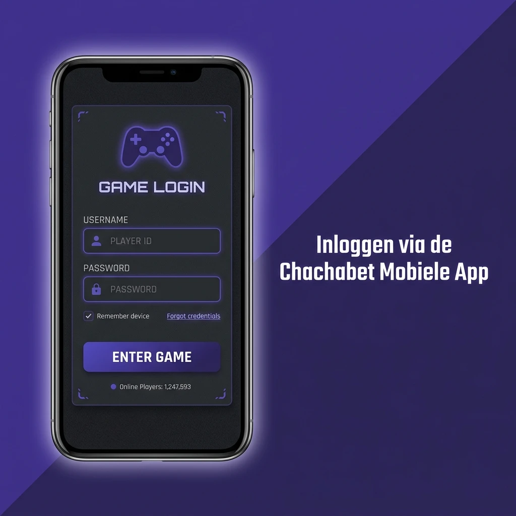 Chachabet mobiele app inlogscherm met stappen voor toegang via e-mailadres en wachtwoord op smartphone