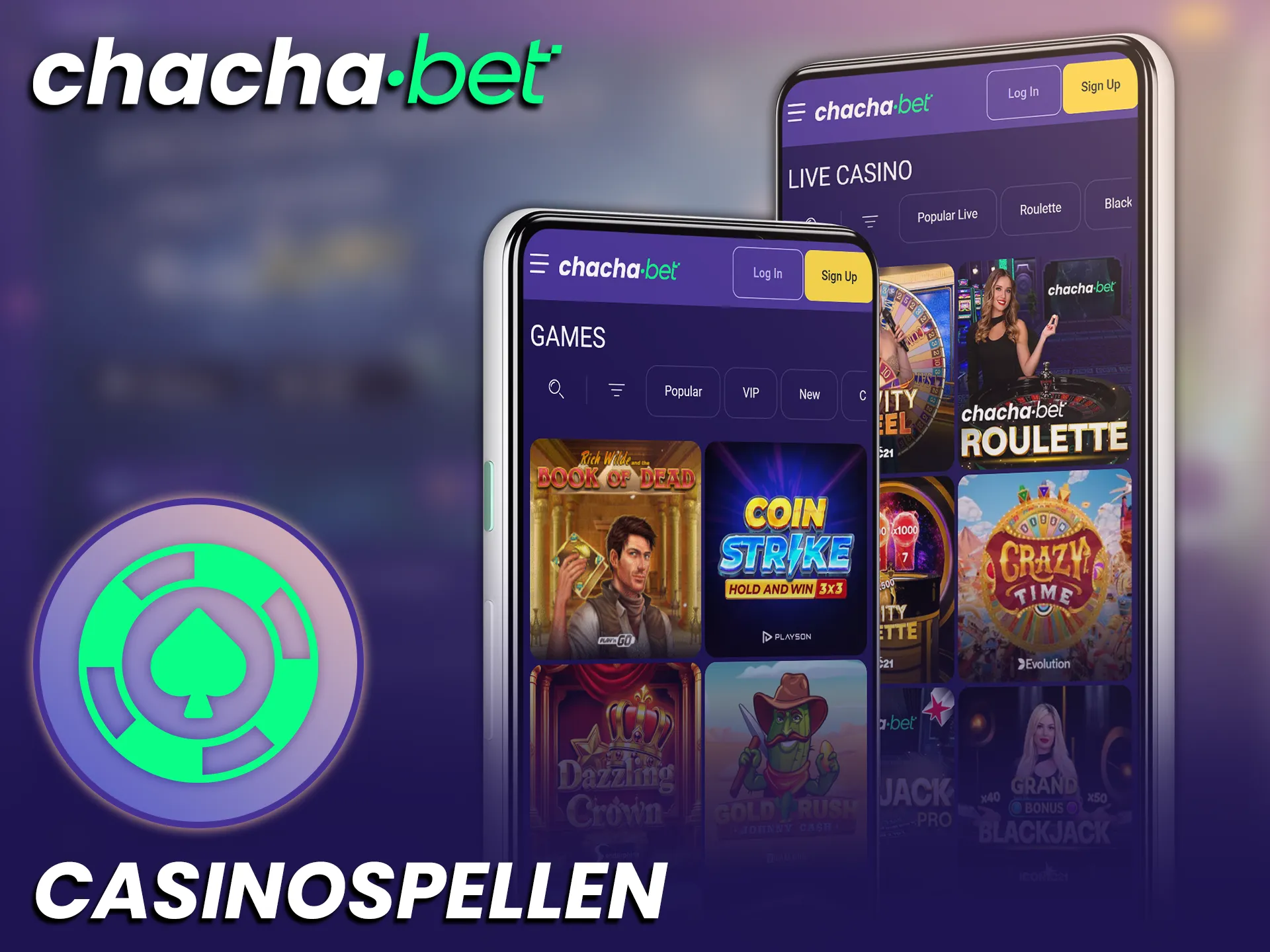 Geniet van diverse casino functies en spellen in de Chachabet Android App.