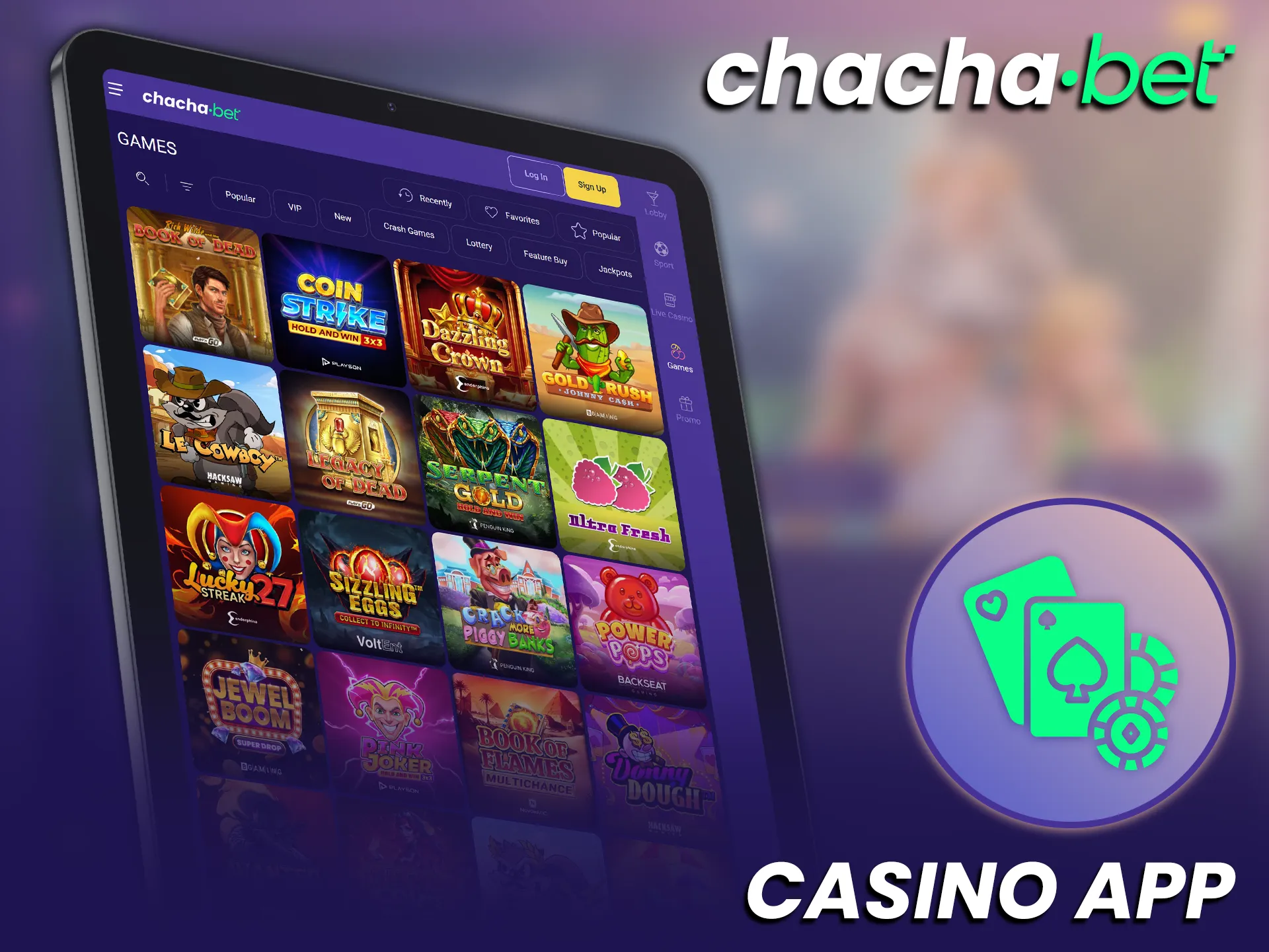 Speel de leukste casinospellen in de mobiele Chachabet app.