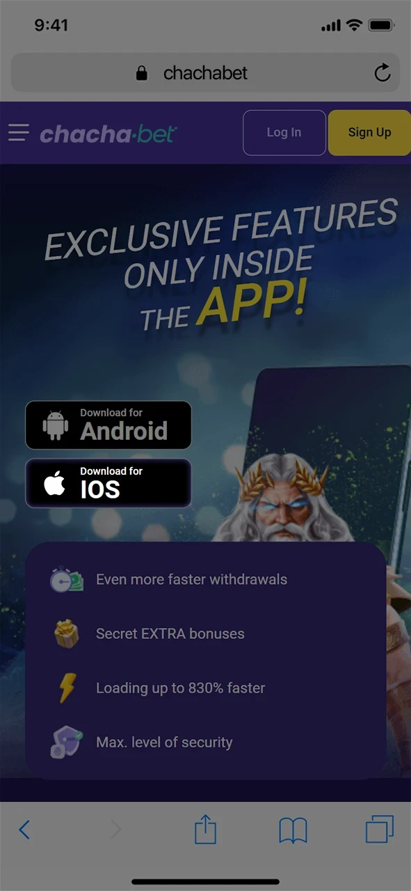 Klik op de downloadknop om de Chachabet app op iOS te krijgen.
