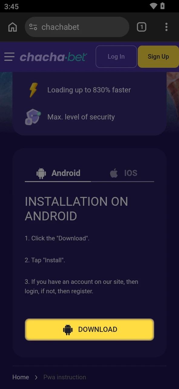 Bezoek deze pagina om de Chachabet Android app handmatig bij te werken.