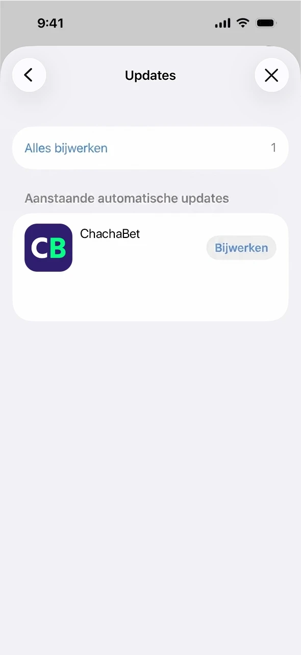 Ga naar de winkel om de Chachabet app bij te werken.