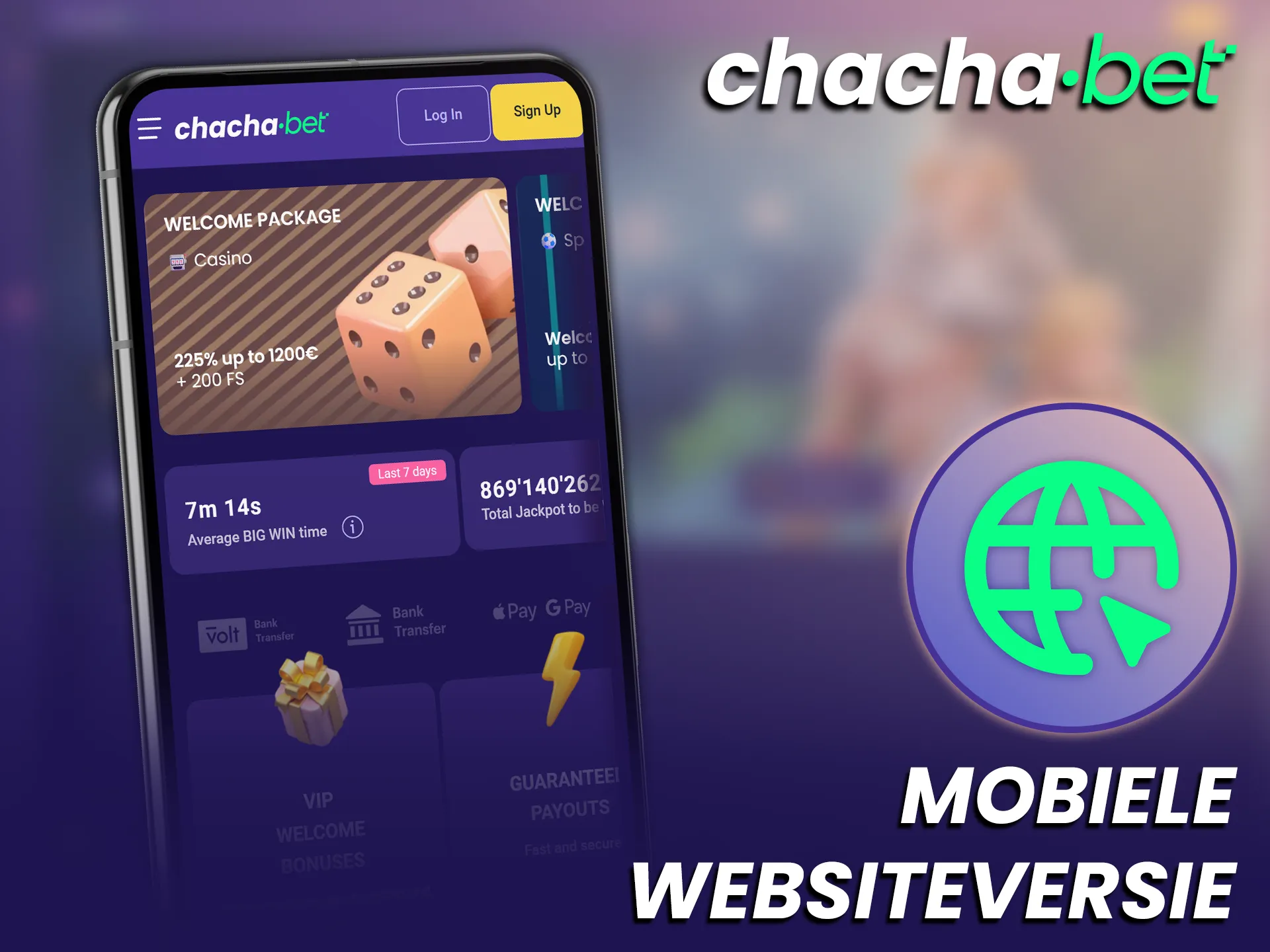 Gebruik de mobiele websiteversie als alternatief voor de Chachabet app.