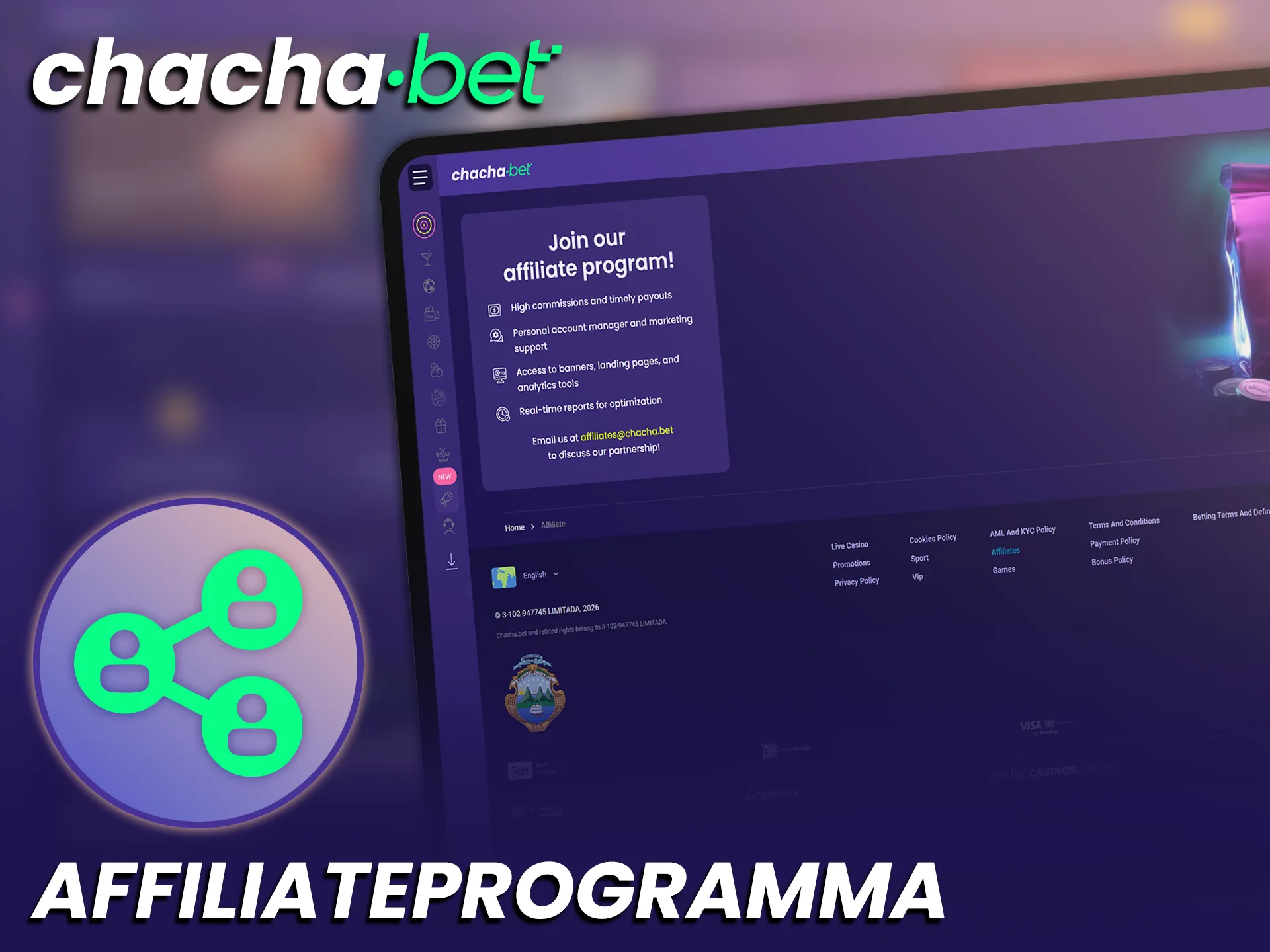 Word nu partner van het Chachabet affiliateprogramma en verdien geld.