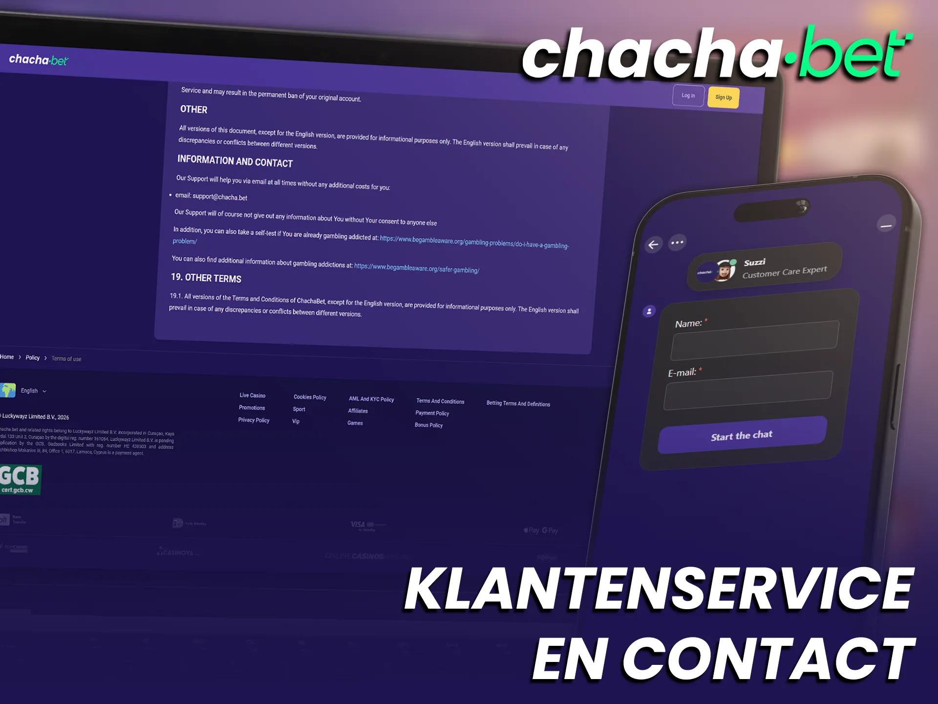 Neem contact op met de klantenservice van Chachabet voor ondersteuning.