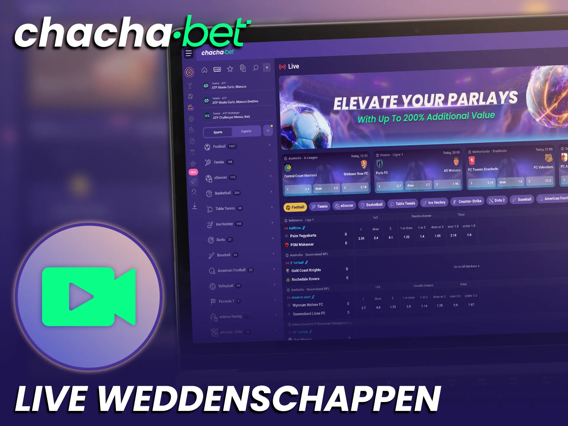 Doe mee aan live weddenschappen bij Chachabet voor maximale spanning.