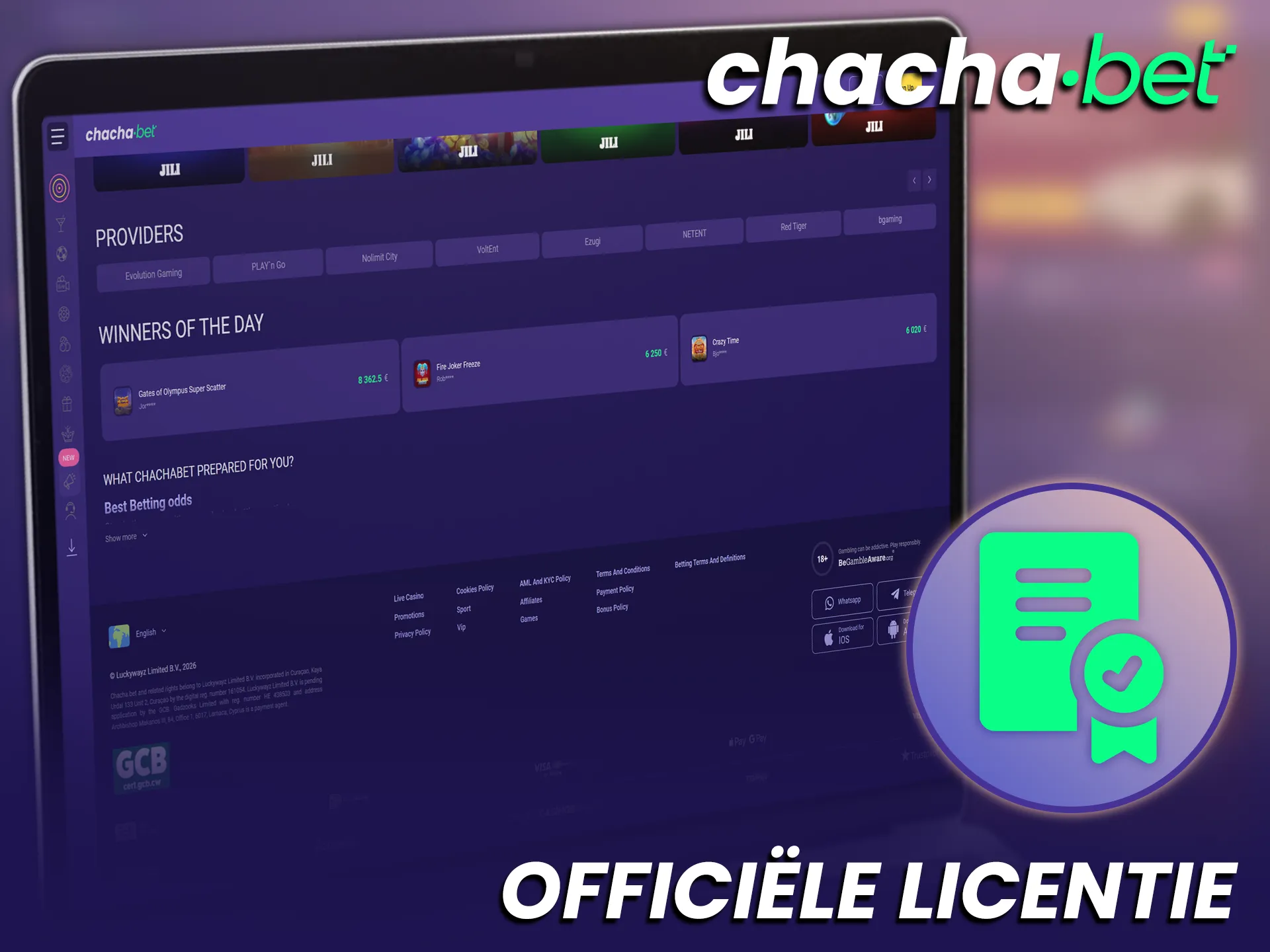 Speel veilig op het platform met de officiële Chachabet licentie.