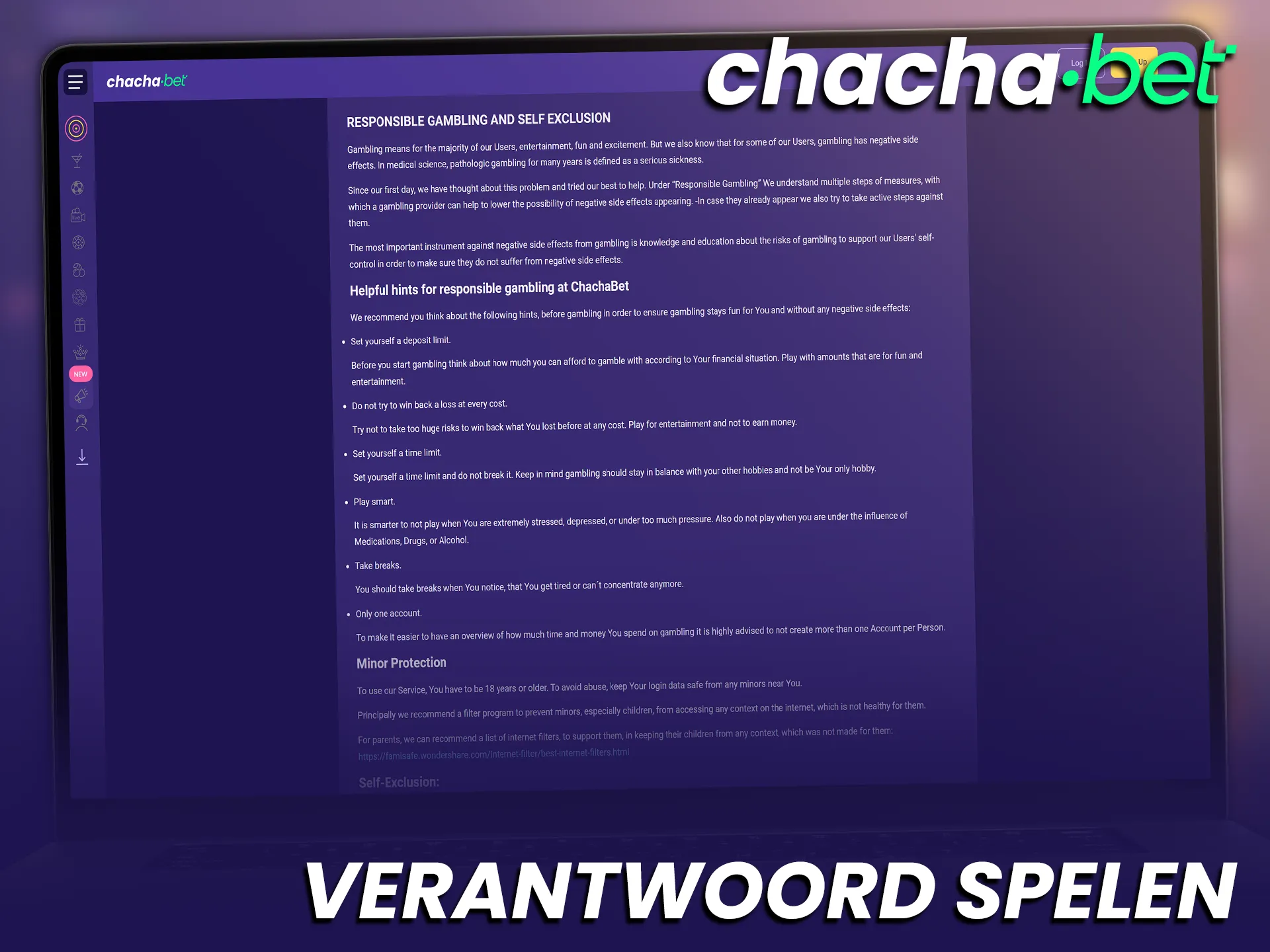 Pas de regels voor verantwoord spelen toe bij Chachabet casino.
