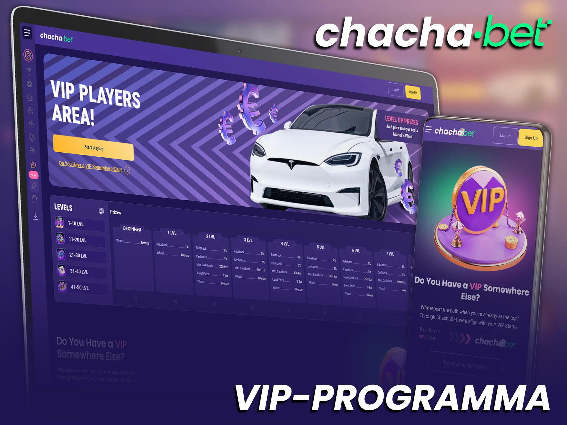 Word lid van het exclusieve VIP-programma van Chachabet voor extra's.