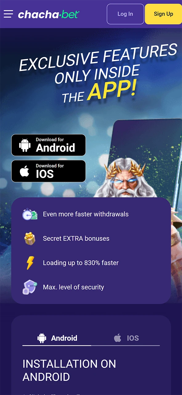 Download de Chachabet app en start direct met inloggen.