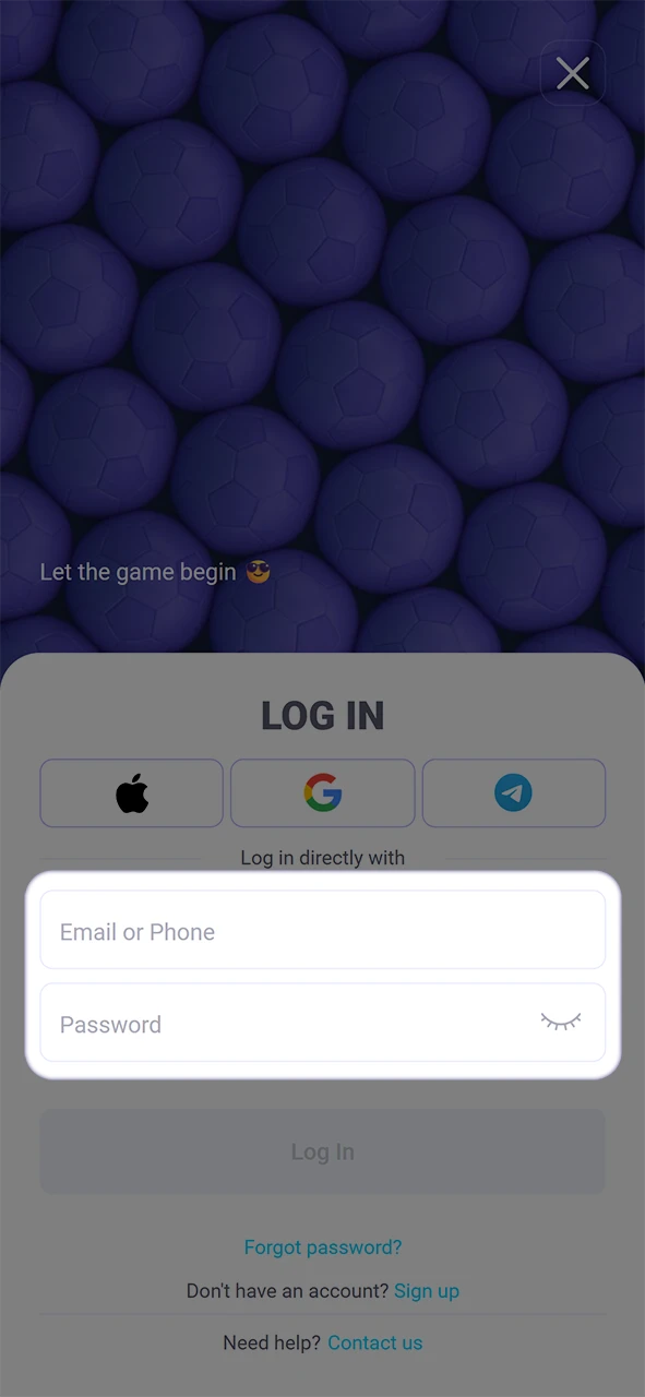Voer je accountgegevens in voor het inloggen bij Chachabet.