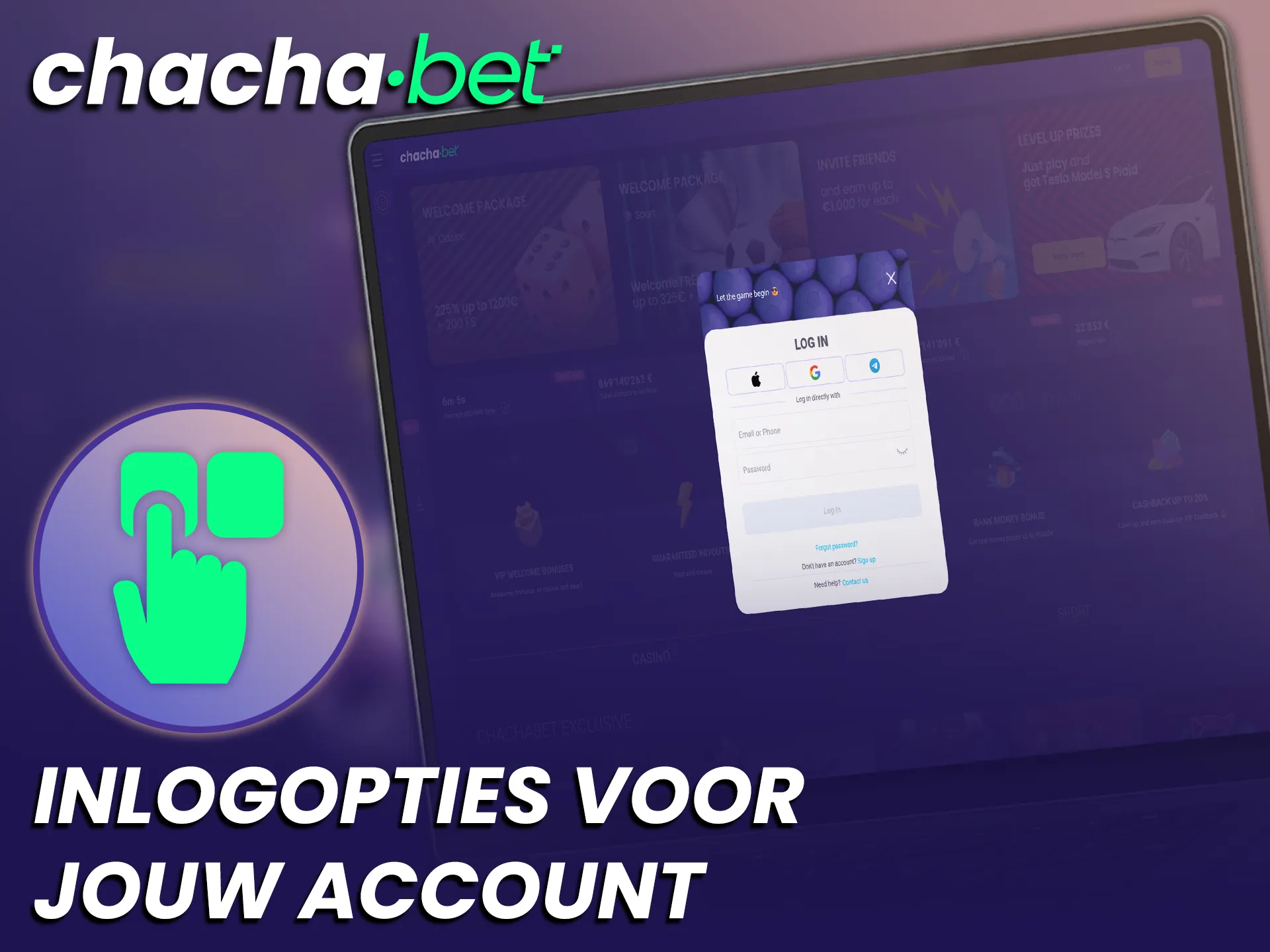 Bekijk de beschikbare inloggen opties voor jouw Chachabet account in Nederland.