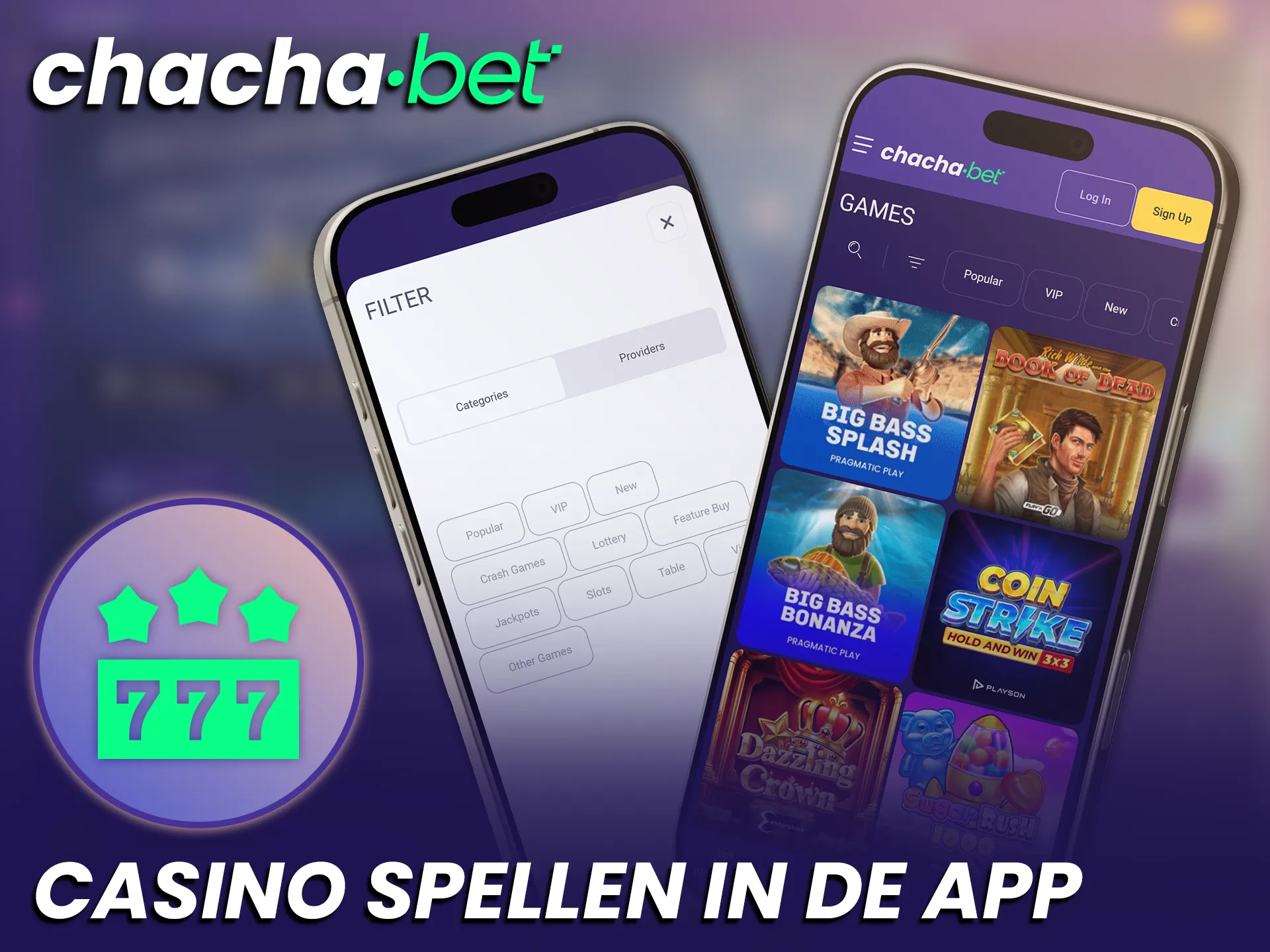 Speel populaire casino spellen in de Chachabet iOS App in Nederland.