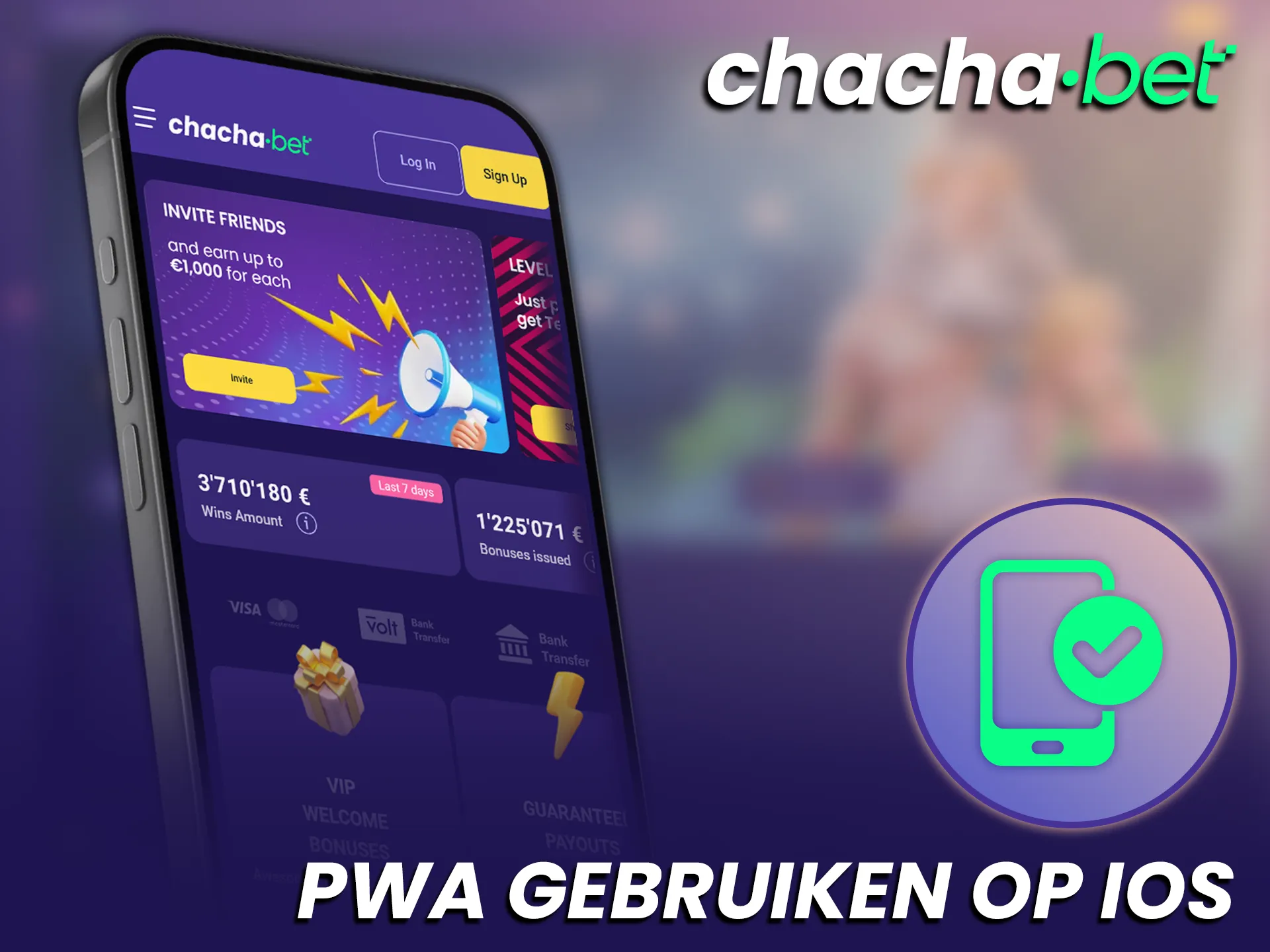 Gebruik de Chachabet PWA op iOS voor een snelle spelervaring.