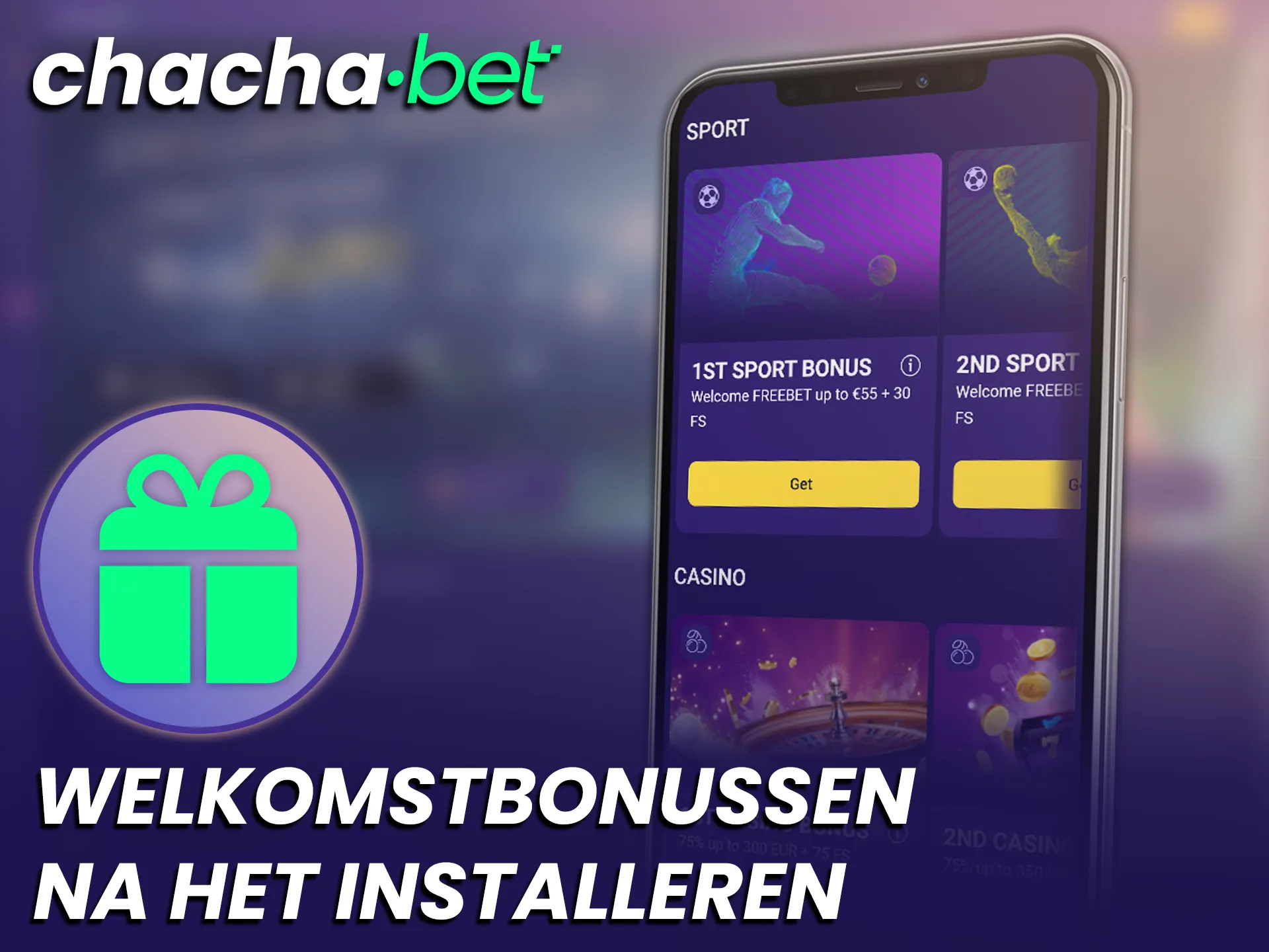 Claim uw welkomstbonus na het installeren van de Chachabet iOS App.