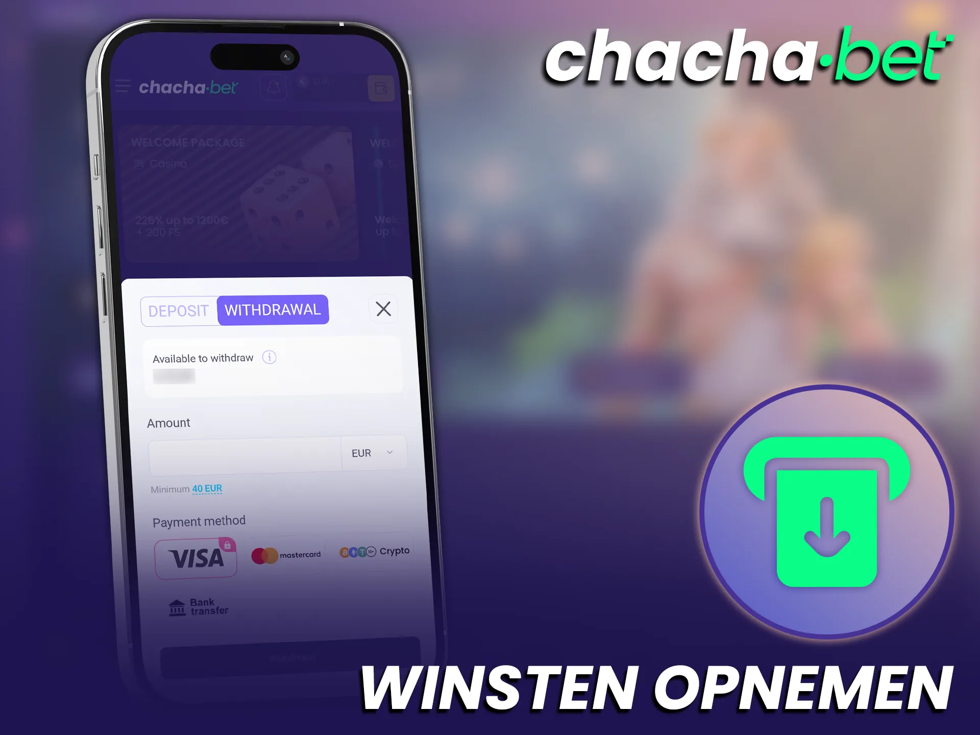 Neem winsten op met de vertrouwde betaalmethoden in de Chachabet iOS App.