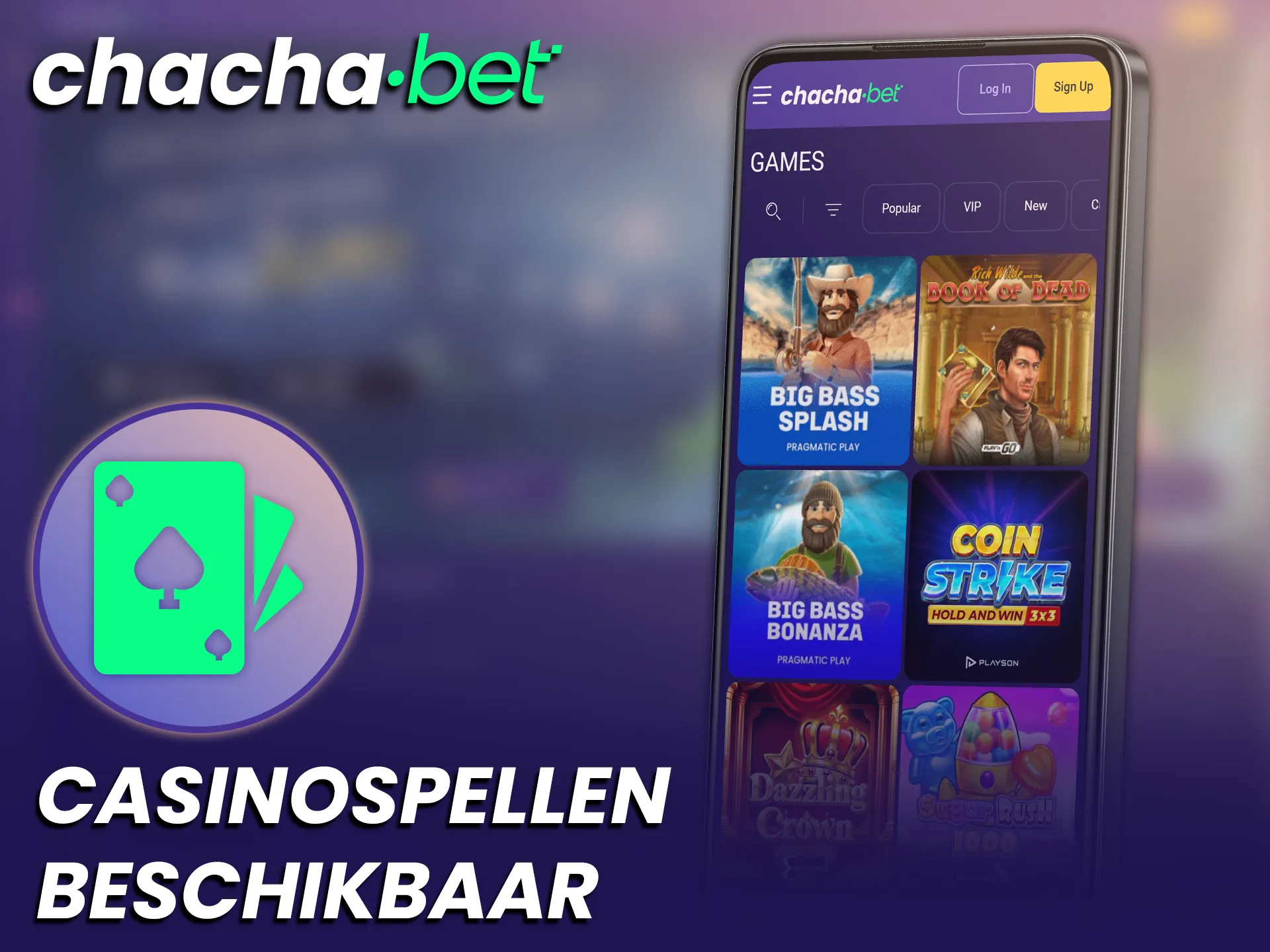 Speel de spannendste casinospellen direct in de mobiel app van Chachabet.