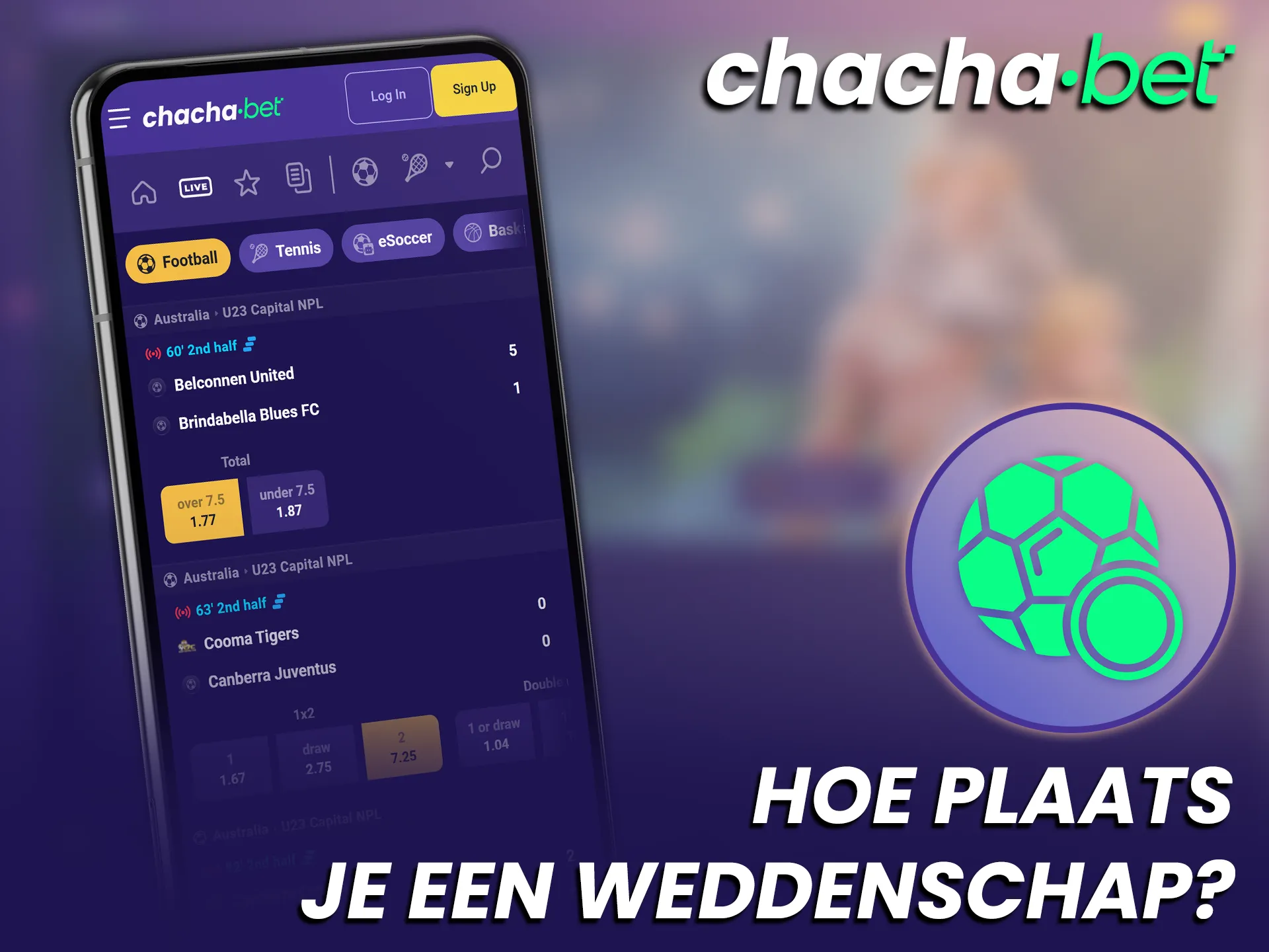 Plaats eenvoudig je eerste sportweddenschap via de mobiel app van Chachabet.