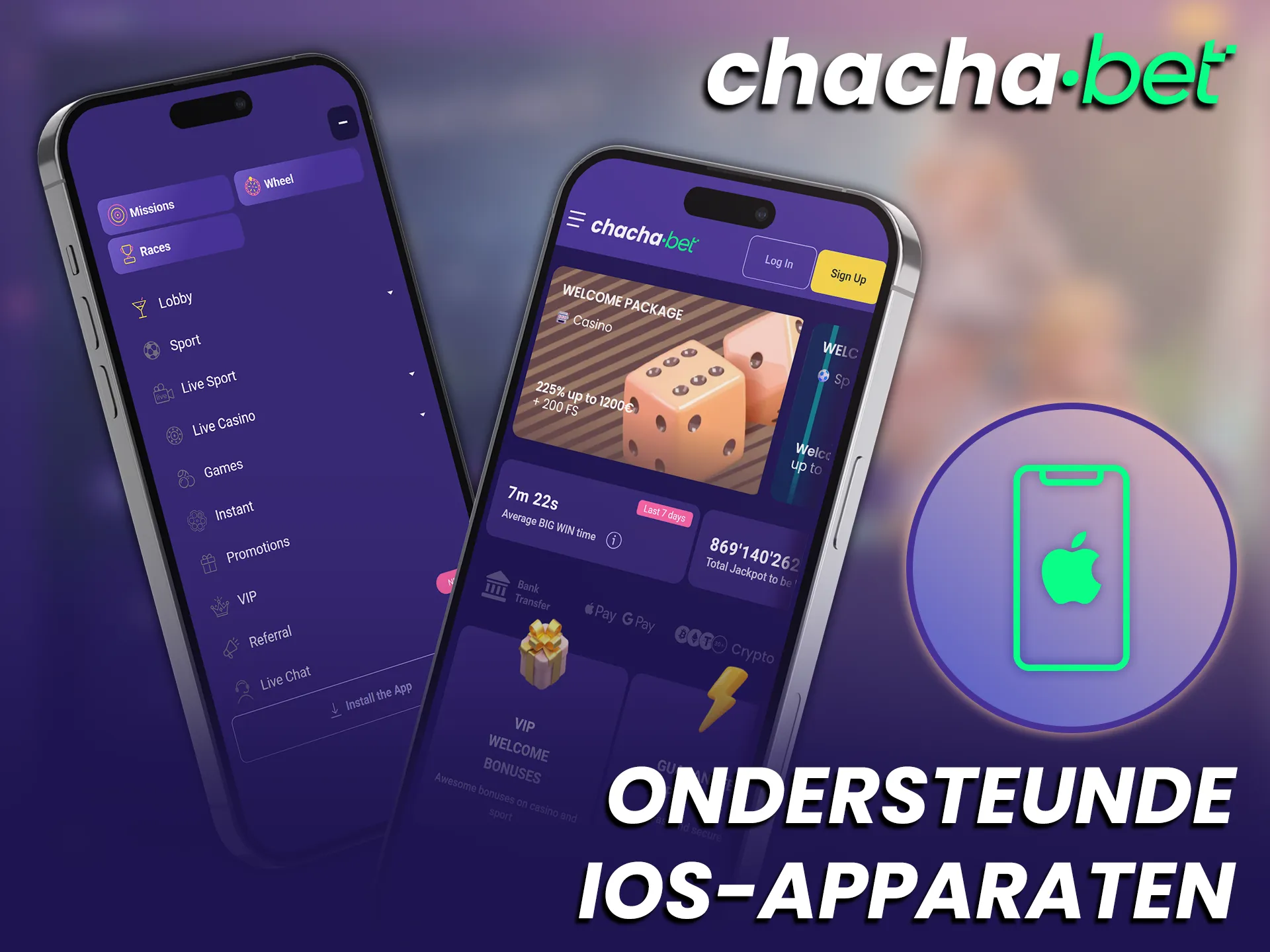 Gebruik de mobiel app van Chachabet op ondersteunde iOS-apparaten en speel.