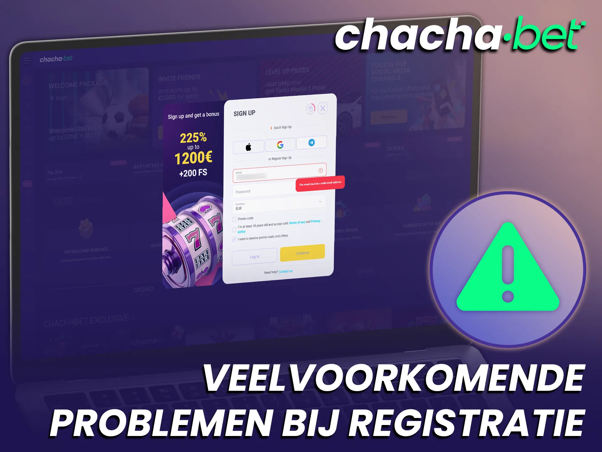 Verhelp snel alle registratie problemen en begin met spelen bij Chachabet.