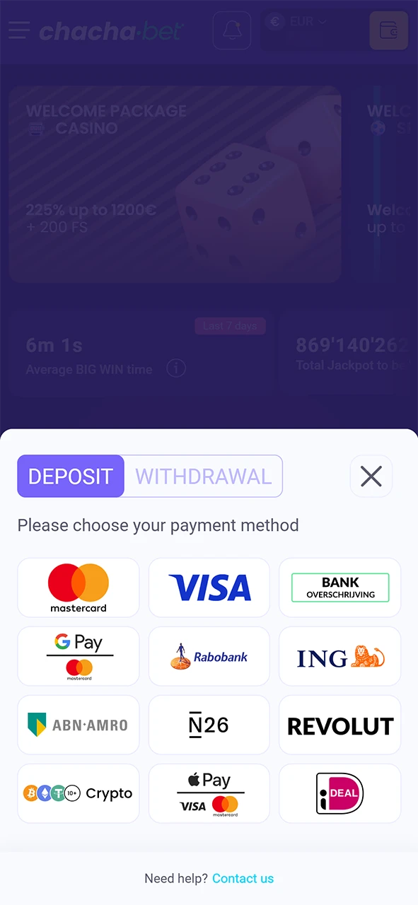 Stort eenvoudig geld op je ChachaBet balans voor al je voetbal activiteiten.